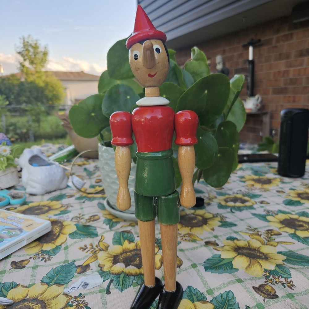 Wooden Pinocchio  Vintage Toy Doll 14.5”